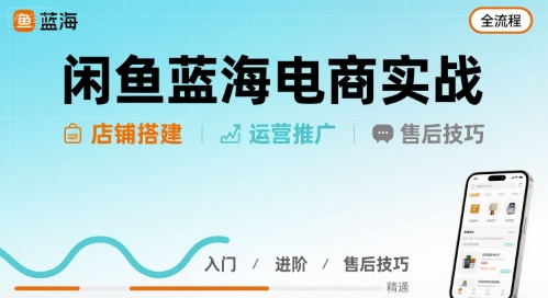闲鱼蓝海电商实战，店铺搭建运营售后全流程-湘创网