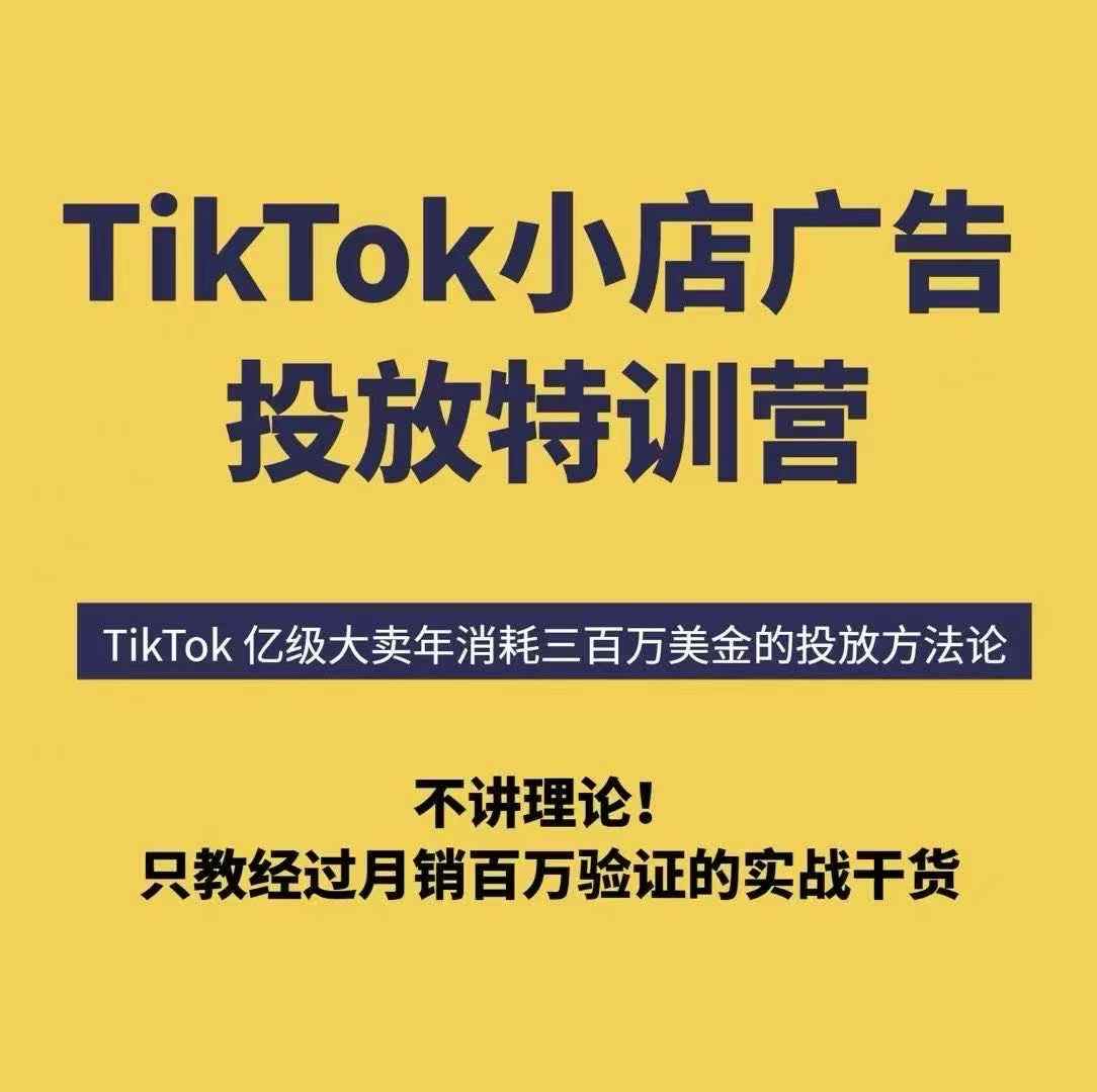 TikTok小店广告投放特训营，6天破局计划专治各种“投不动”，教你经过月销百万验证的实战干货-湘创网