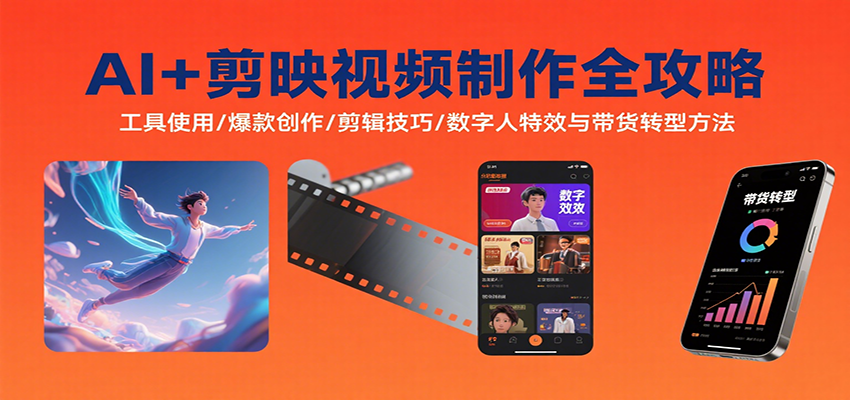 AI+剪映视频制作全攻略：工具使用/爆款创作/剪辑技巧/数字人特效与带货转型方法-湘创网