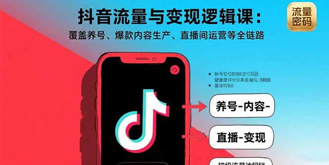 （15824期）抖音流量与变现逻辑课：覆盖养号、爆款内容生产、直播间运营等全链路-湘创网