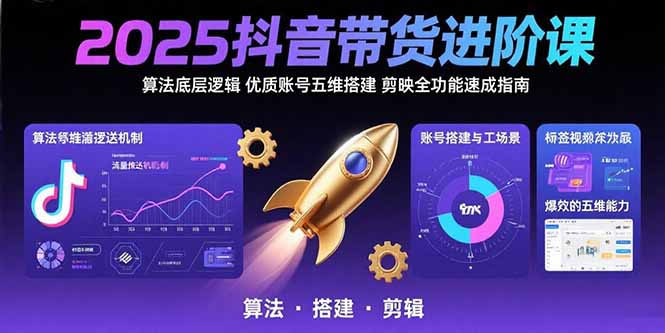 （15571期）2025抖音带货进阶课：算法底层逻辑,优质账号五维搭建,剪映全功能速成指南-湘创网