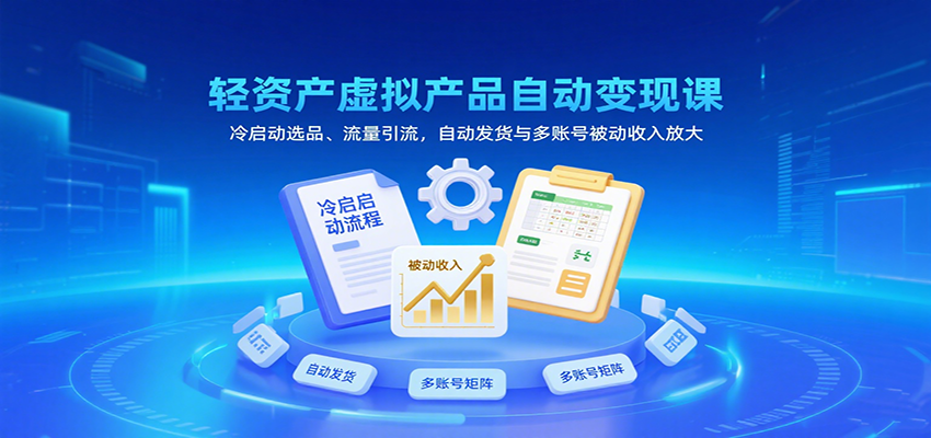 轻资产虚拟产品自动变现课，冷启动选品、流量引流，自动发货与多账号被动收入放大-湘创网