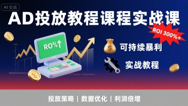 AD投放教程课程实战课，实现广告ROI300%+可持续暴利-湘创网