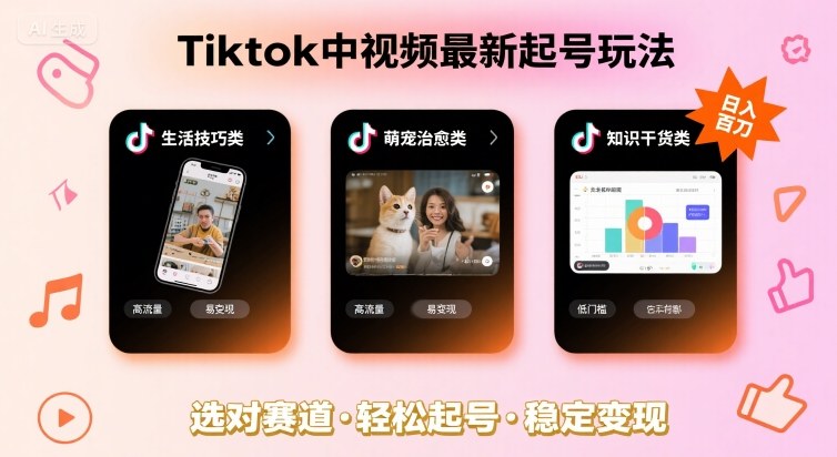 Tiktok中视频最新起号玩法，想要日入百刀，做好这几个赛道就可以了-湘创网