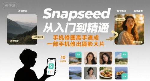 Snapseed从入门到精通，手机修图高手速成，一部手机就能修出摄影大片-湘创网