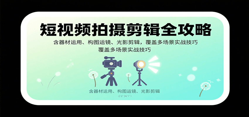 短视频拍摄剪辑全攻略：含器材运用、构图运镜、光影剪辑，覆盖多场景实战技巧-湘创网