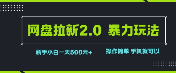 网盘拉新2.0暴力玩法，新手小白一天轻松5张，操作简单-湘创网