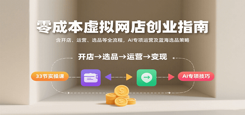 零成本虚拟网店创业指南，含开店、运营、选品等全流程， AI专项运营及蓝海选品策略-湘创网