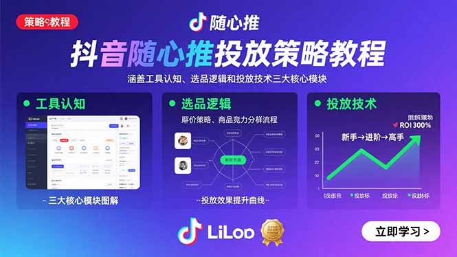 （15828期）抖音随心推投放策略教程：涵盖工具认知、选品逻辑和投放技术三大核心模块-湘创网