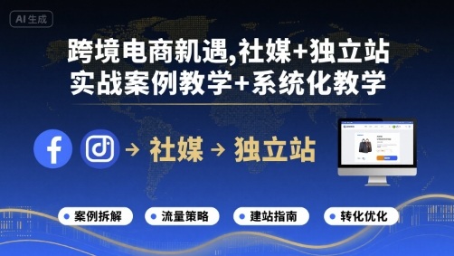 跨境电商新机遇，社媒+独立站，实战案例教学+系统化教学-湘创网