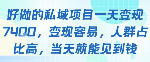 好做的私域项目一天变现1k+，变现容易，人群占比高，当天就能见到钱-湘创网