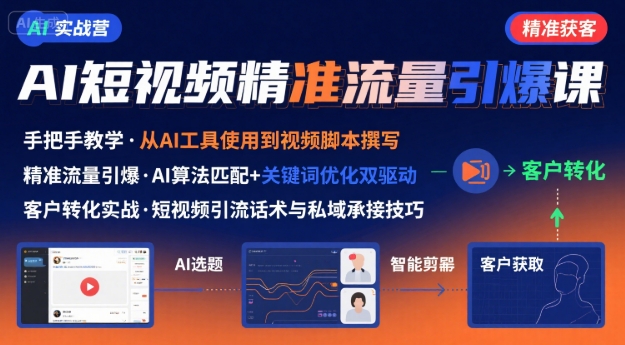 AI+短视频引爆精准客户实战营，手把手教你引爆Ai短视频精准流量-湘创网