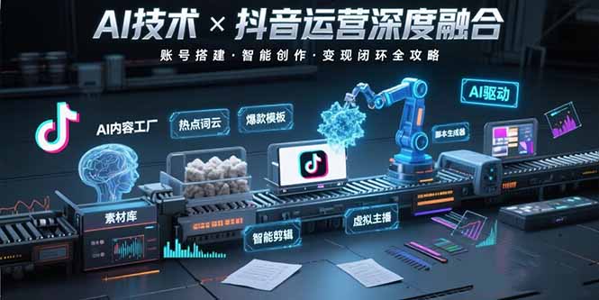 （15630期）AI技术与抖音运营的深度融合应用：涵盖账号搭建、内容创作、收益变现等-湘创网