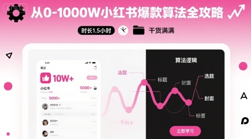 从0-1000W小红书爆款算法全攻略，时长1.5小时，干货满满-湘创网