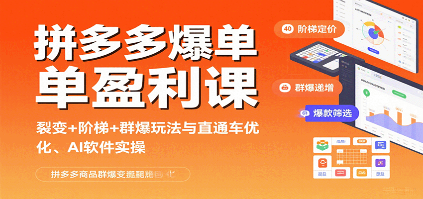 拼多多爆单盈利课：裂变+阶梯+群爆玩法与直通车优化、AI 软件实操-湘创网