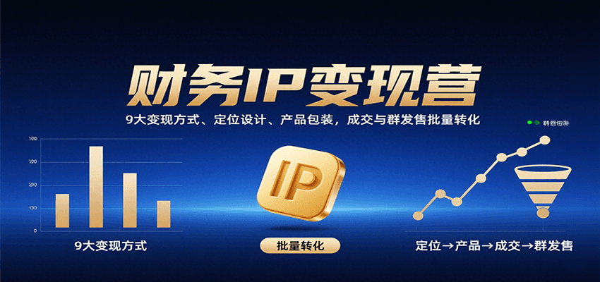 财务IP变现营：9大变现方式、定位设计、产品包装，成交与群发售批量转化-湘创网
