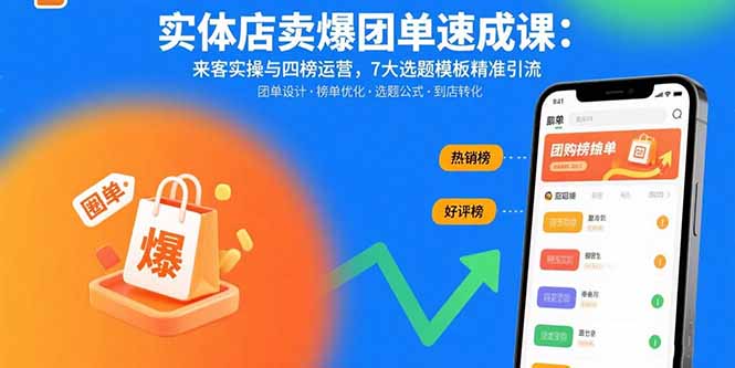 （15834期）实体店卖爆团单速成课：来客实操与四榜运营，7大选题模板精准引流-湘创网