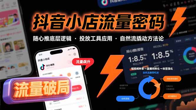 （15680期）抖音小店流量密码，随心推底层逻辑，投放工具应用，自然流撬动核心方法论-湘创网