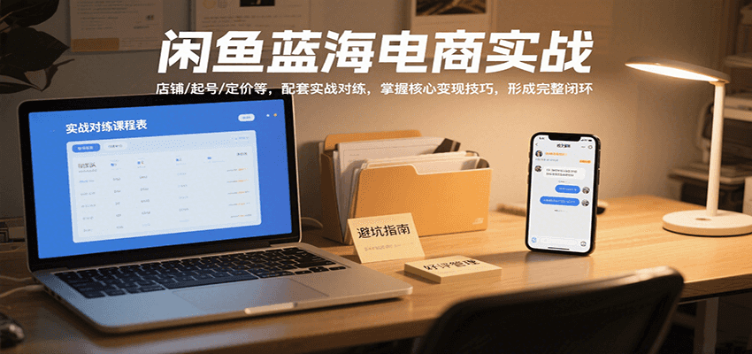 闲鱼蓝海电商实战，涵盖店铺、起号、定价等，配套实战对练，掌握核心变现技巧-湘创网