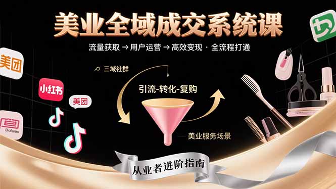 （15650期）美业全域成交系统课程：帮助美业从业者打通从流量获取到高效变现全流程-湘创网
