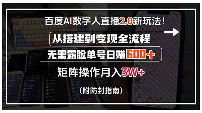 （15555期）百度AI数字人直播2.0新玩法！从搭建到变现全流程，无需露脸单号日赚600…-湘创网