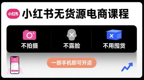 小红书无货源电商课程，不拍摄不露脸不用囤货，一部手机即可开店-湘创网