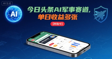 今日头条AI军事赛道，单日收益多张 ，手机可做【附指令】-湘创网