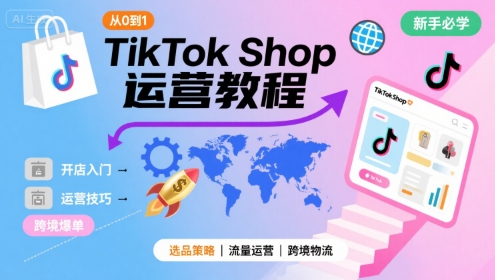 TikTok Shop从0到1运营教程，TikTok跨境电商新手必学课程-湘创网