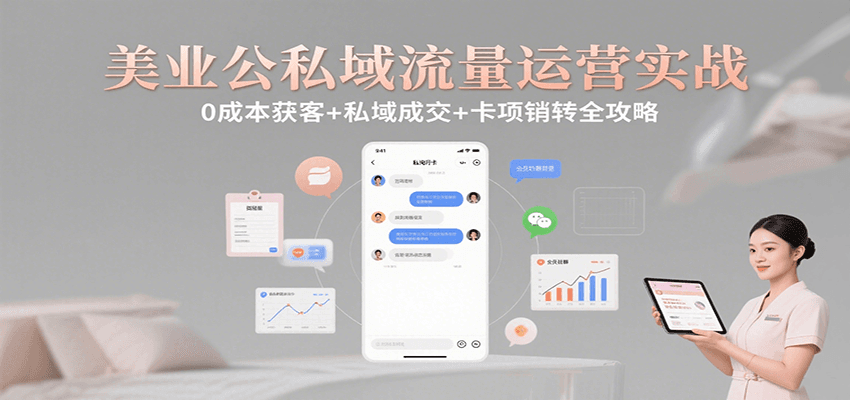 美业公私域流量运营实战：0成本获客+私域成交+卡项销转全攻略-湘创网