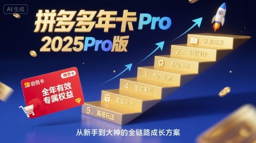 拼多多年卡2025Pro版，五大板块从认知到基础、从推广到活动、从活动到玩法-湘创网