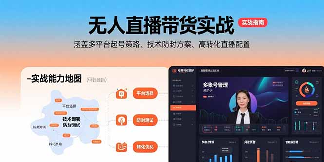 （15622期）无人直播带货实战，涵盖多平台起号策略、技术防封方案、高转化直播配置-湘创网