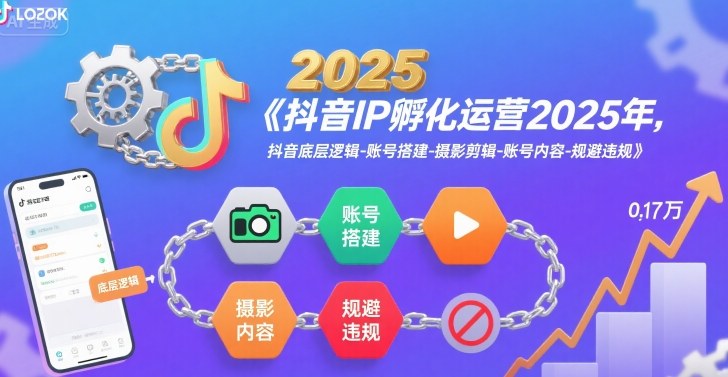抖音IP孵化运营2025年，抖音底层逻辑-账号搭建-摄影剪辑-账号内容-规避违规-湘创网