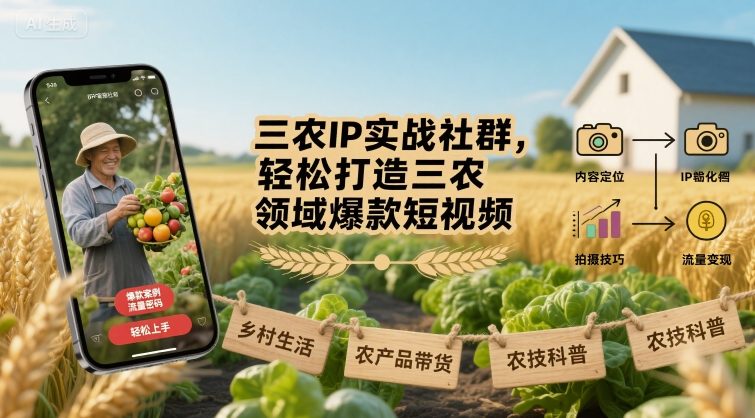三农IP实战社群，轻松打造三农领域爆款短视频-湘创网