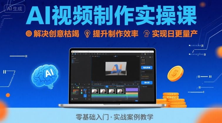 Ai视频制作实操课，解决创意枯竭、效率低下痛点，实现日更量产可持续变现-湘创网