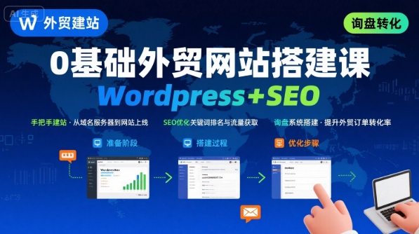 WordPress外贸建站+SEO优化课程，手把手教你从0到1搭建可获得询盘的外贸网站-湘创网
