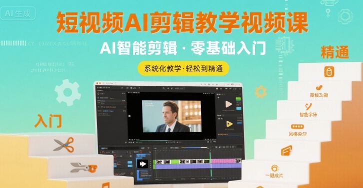 短视频AI剪辑教学视频课，入门到精通-湘创网