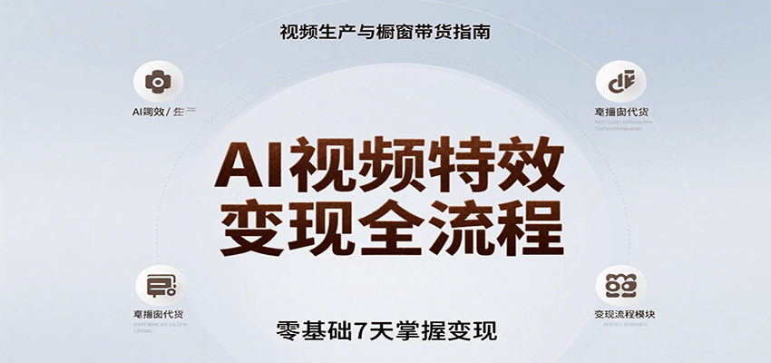 AI视频特效变现全流程，零基础7天掌握视频生产到橱窗带货变现-湘创网