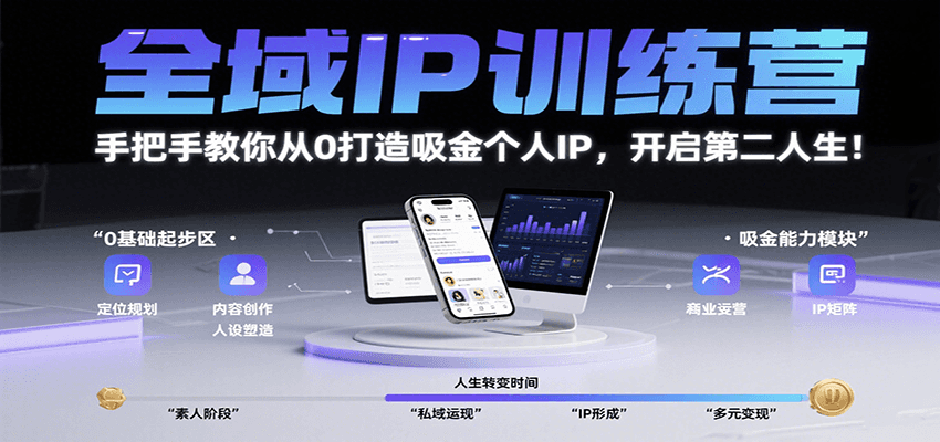 全域IP训练营，手把手教你从0打造吸金个人IP，开启第二人生！-湘创网