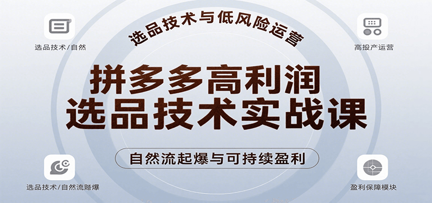拼多多高利润选品技术实战课，手把手教学自然流高投产起爆，实现低风险可持续盈利-湘创网