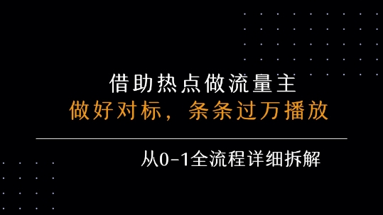 借力热点，乘顺风车玩流量主，条条过万播放， 每月收益5k+，从0-1全流程详细拆解-湘创网