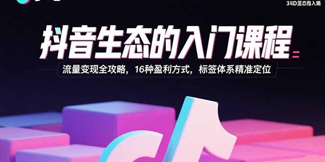 （15856期）抖音生态的入门课程：流量变现全攻略，16种盈利方式，标签体系精准定位-湘创网