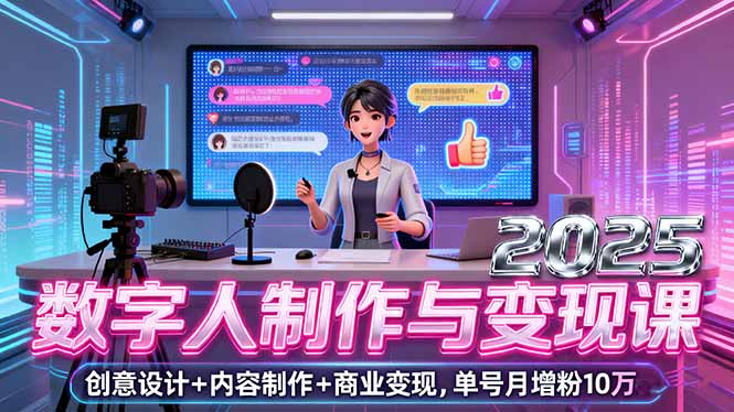 （16032期）2025数字人制作与变现课，创意设计+内容制作+商业变现，单号月增粉10万+-湘创网
