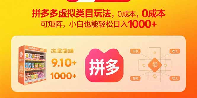 （15943期）拼多多虚拟类目玩法，0成本，可矩阵，小白也能轻松日入1000+-湘创网