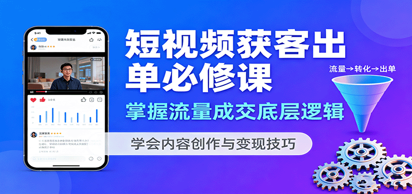短视频获客出单必修课：掌握流量成交底层逻辑，学会内容创作与变现技巧-湘创网
