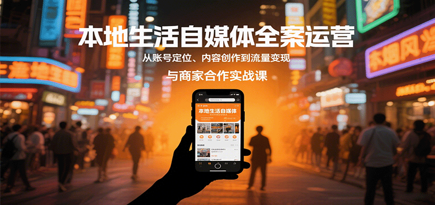 本地生活自媒体全案运营，从账号定位、内容创作到流量变现与商家合作实战课-湘创网