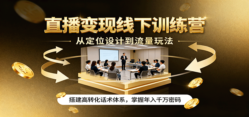 直播变现线下训练营，从定位设计到流量玩法，搭建高转化话术体系，掌握年入千万密码-湘创网