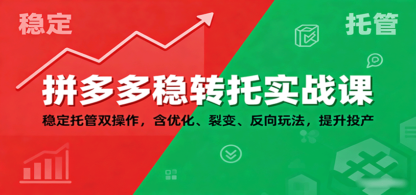 拼多多稳转托实战课：稳定托管双操作，含优化、裂变、反向玩法，提升投产-湘创网