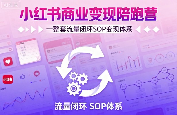 小红书商业变现陪跑营，轻IP矩阵 私域获客 聚光投流，一整套流量闭环SOP变现体系-湘创网