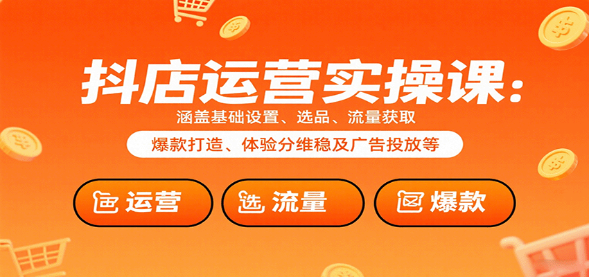 抖店运营实操课：涵盖基础设置、选品、流量获取、爆款打造、体验分维稳及广告投放等-湘创网