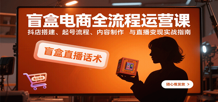 盲盒电商全流程运营课：抖店搭建、起号流程、内容制作与直播变现实战指南-湘创网